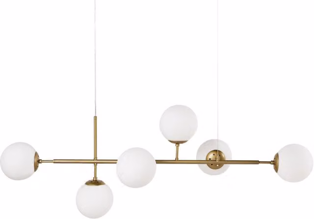 Lampadario in metallo con 6 paralumi in vetro oro stile glamour