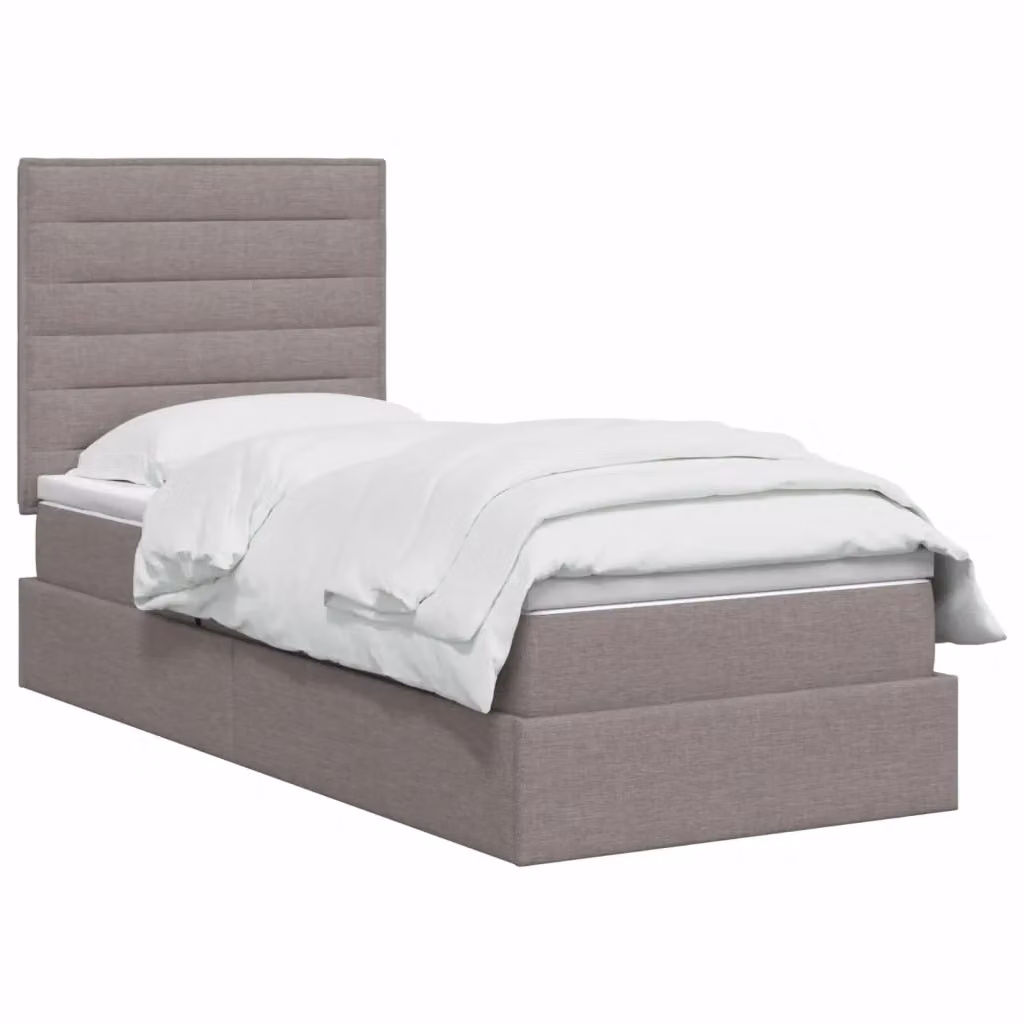 Letto con contenitore moderno vidaXL in tessuto beige e grigio L/P/H: 204 x 90 x 128 cm – 2
