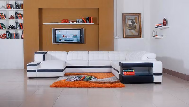 Designer Sofa Couch Ecksofa mit Hocker Polster Garnitur Wohnlandschaft U-Form