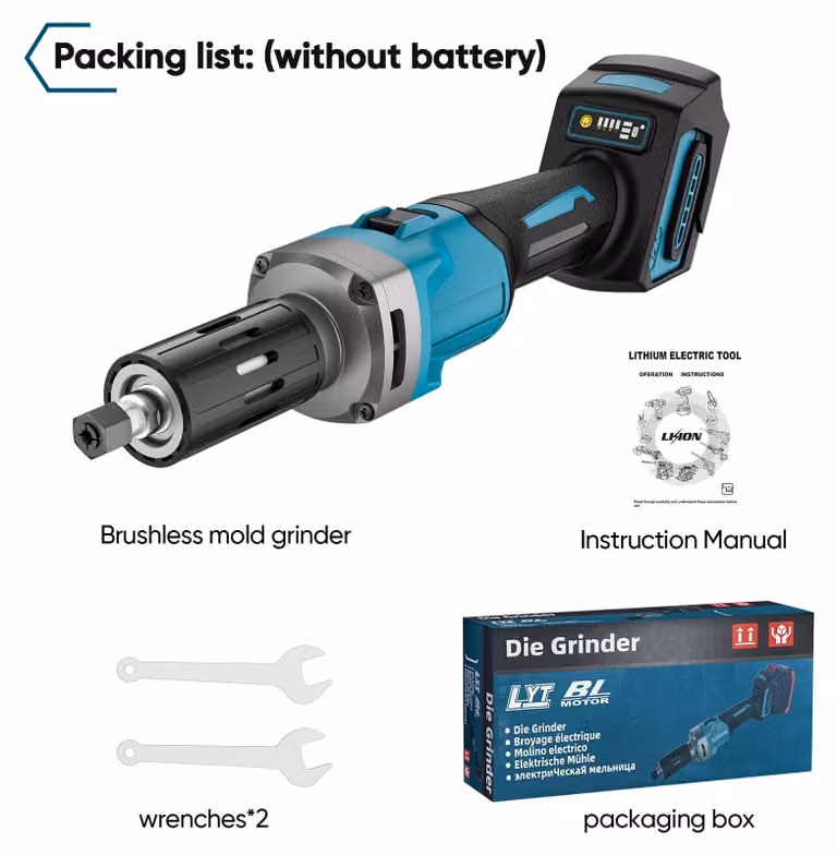 Smerigliatrice angolare elettrica senza spazzole - Tipo di utensile: smerigliatrice angolare - Potenza: 2000 W - 4 velocità - 35.000 giri/min - Velocità variabile - Senza batteria