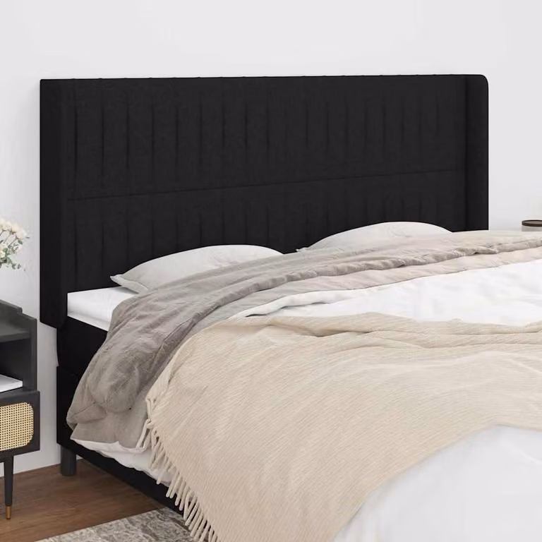 Testiera ad orecchio vidaXL in tessuto nero L: 163 cm, P: 16 cm, H: 118/128 cm