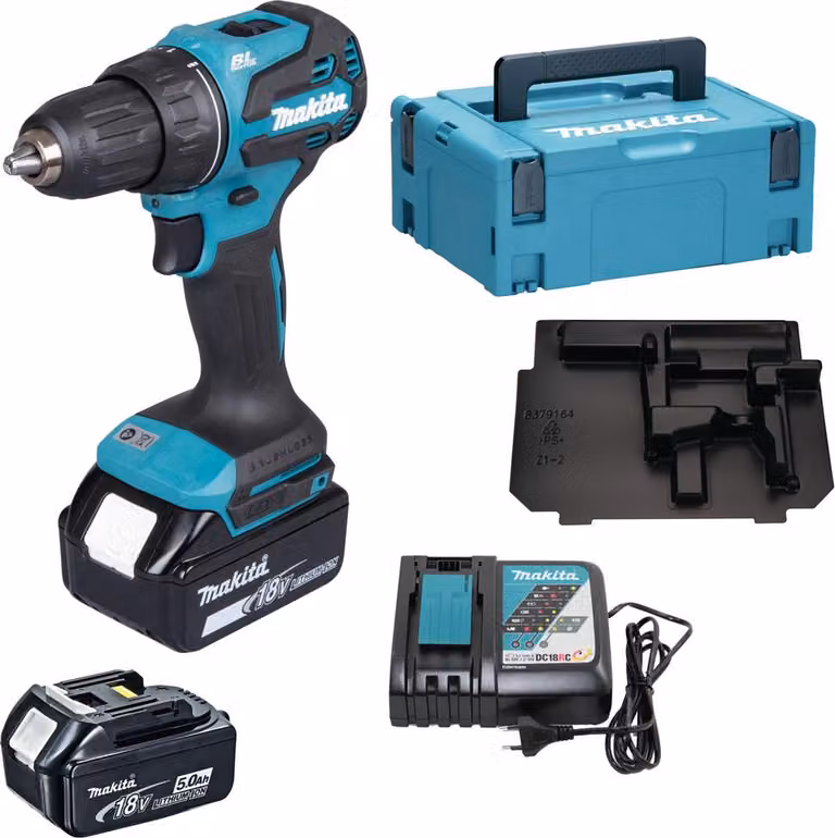 Makita DDF490RTJ, avvitatore a batteria da 18V Li-Ion LXT, coppia 50/27 Nm