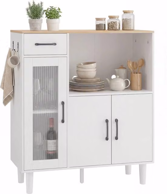 Mobile Ingresso Xylo con Cassetto e Ante Bianco Rovere L: 80 cm, P: 34 cm, H: 91 cm