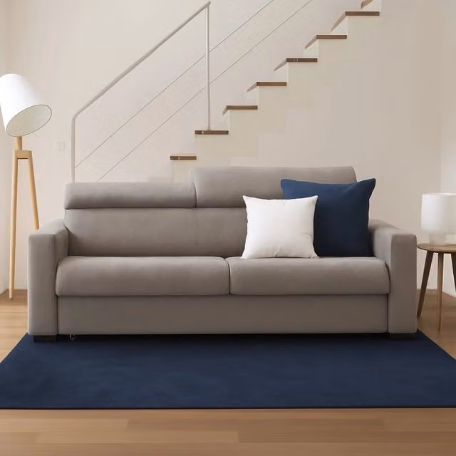 Divano Letto Algo Talamo Italia, Sofà 3 Posti con Apertura Girevole, Poggiatesta Regolabili e Braccioli Slim, Colore Tortora, L: 200 cm, H: 85 cm, P: 95 cm