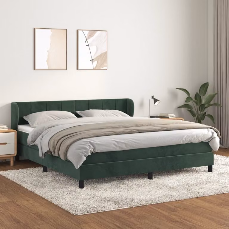 Maison Exclusive - Giroletto a Molle con Materasso Verde Scuro 160x200 cm Velluto