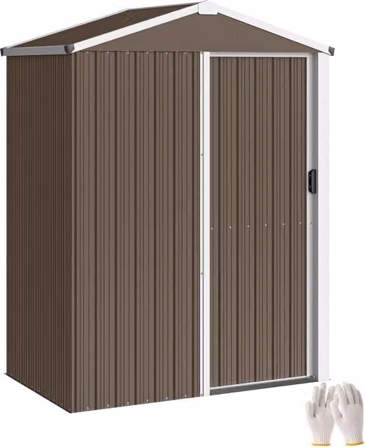 Casetta da Giardino 136x87x179 cm ¨C Xylo ¨C Marrone Tetto Inclinato Porta Scorrevole