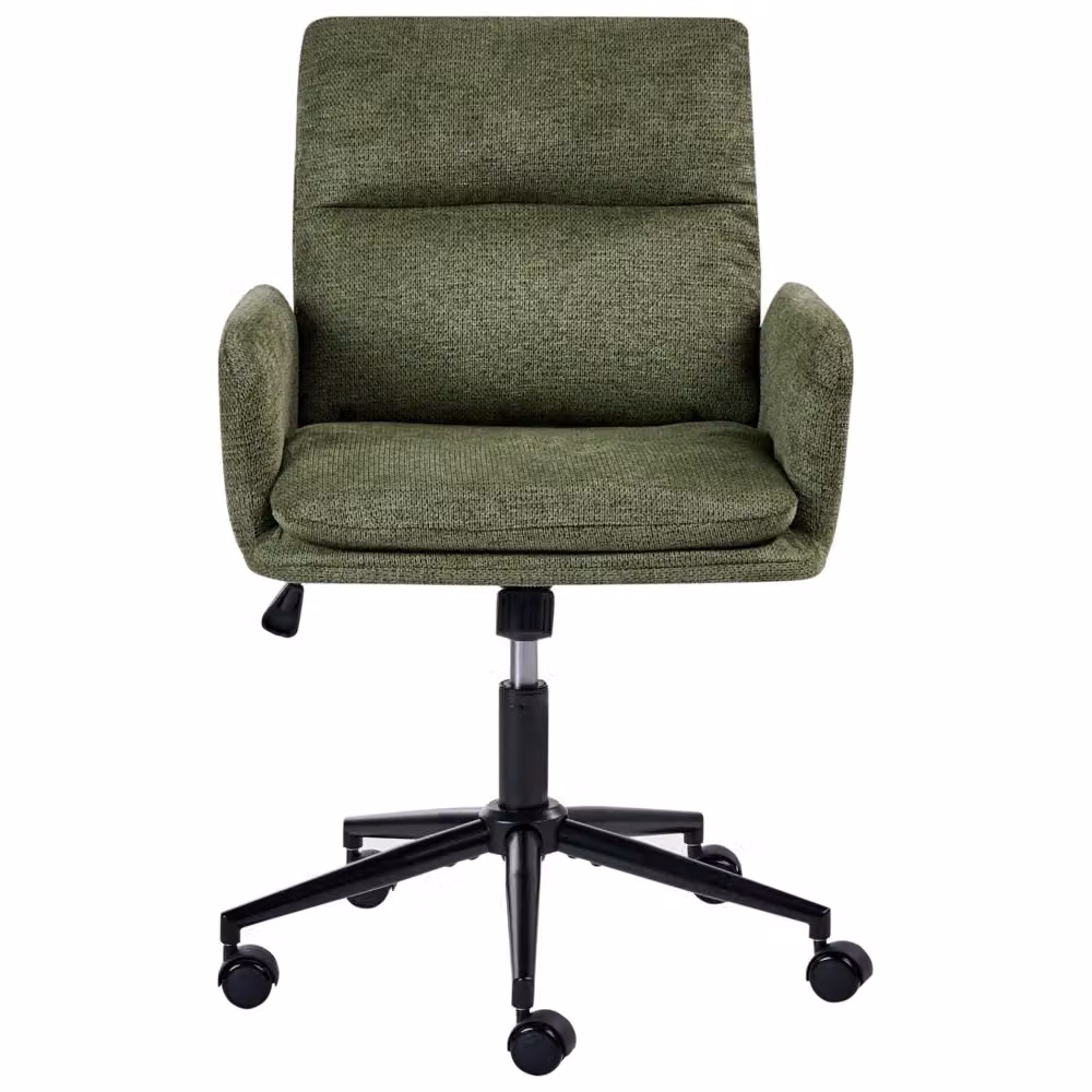 Sedia da ufficio girevole Beliani IT in tessuto verde stile mid-century con regolazione dell'altezza e ruote L: 58 cm, P: 58 cm, H: 118 cm – 2