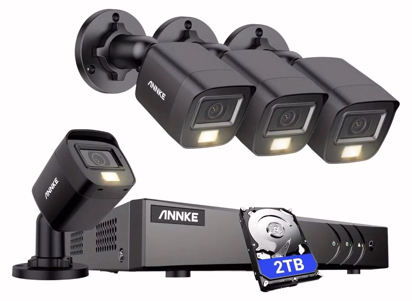 Telecamera di sicurezza – Set di 4 telecamere IP da 12MP con visione notturna a colori e rilevamento tramite intelligenza artificiale