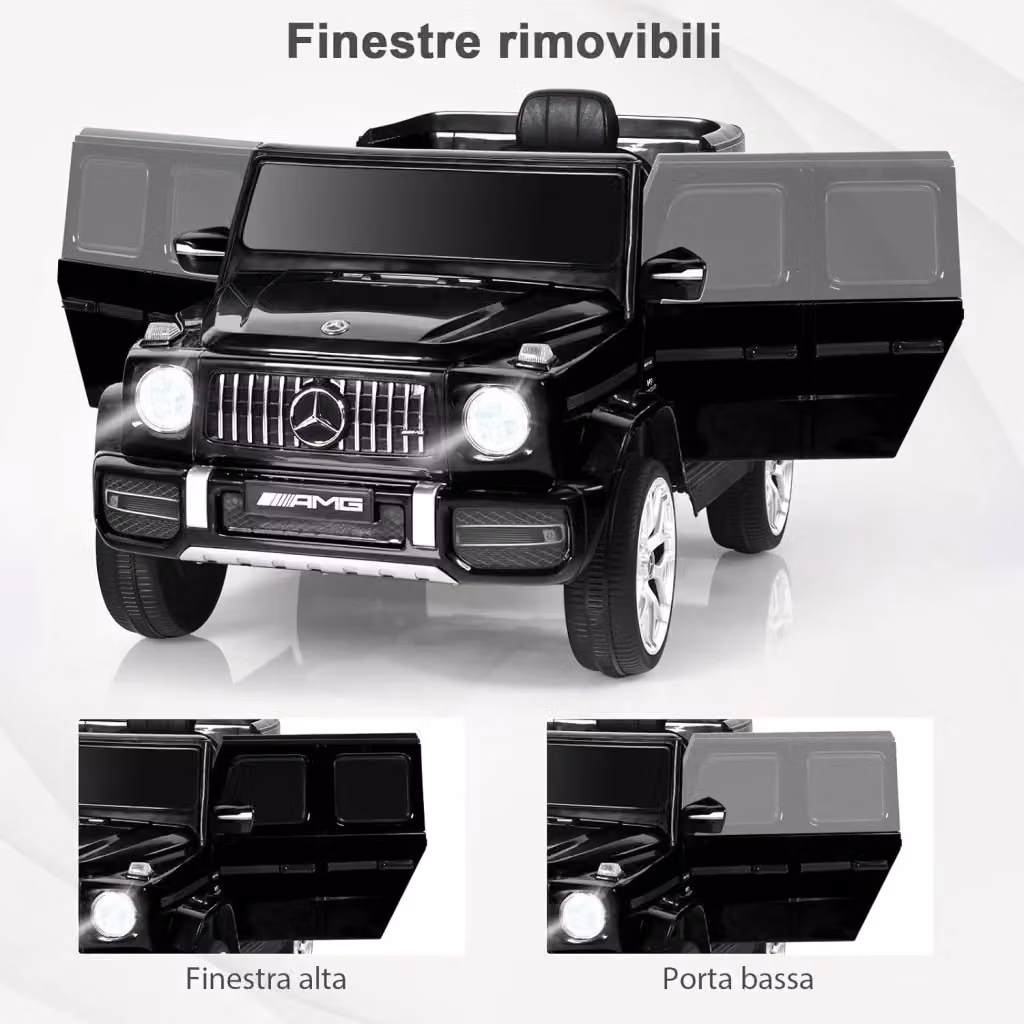 Costway Mercedes-Benz G63 auto elettrica per bambini 12V con telecomando e luci, colore nero – 2