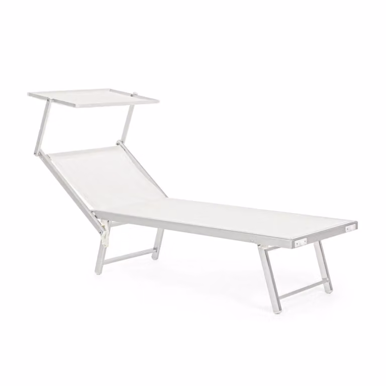 Set di 2 lettini prendisole TURQUETA in alluminio e textilene bianco, pieghevole
