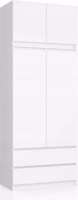 BDW, Armadio Monia, con 2 cassetti, bianco, 50Dx90Lx235H cm (4 cassetti)