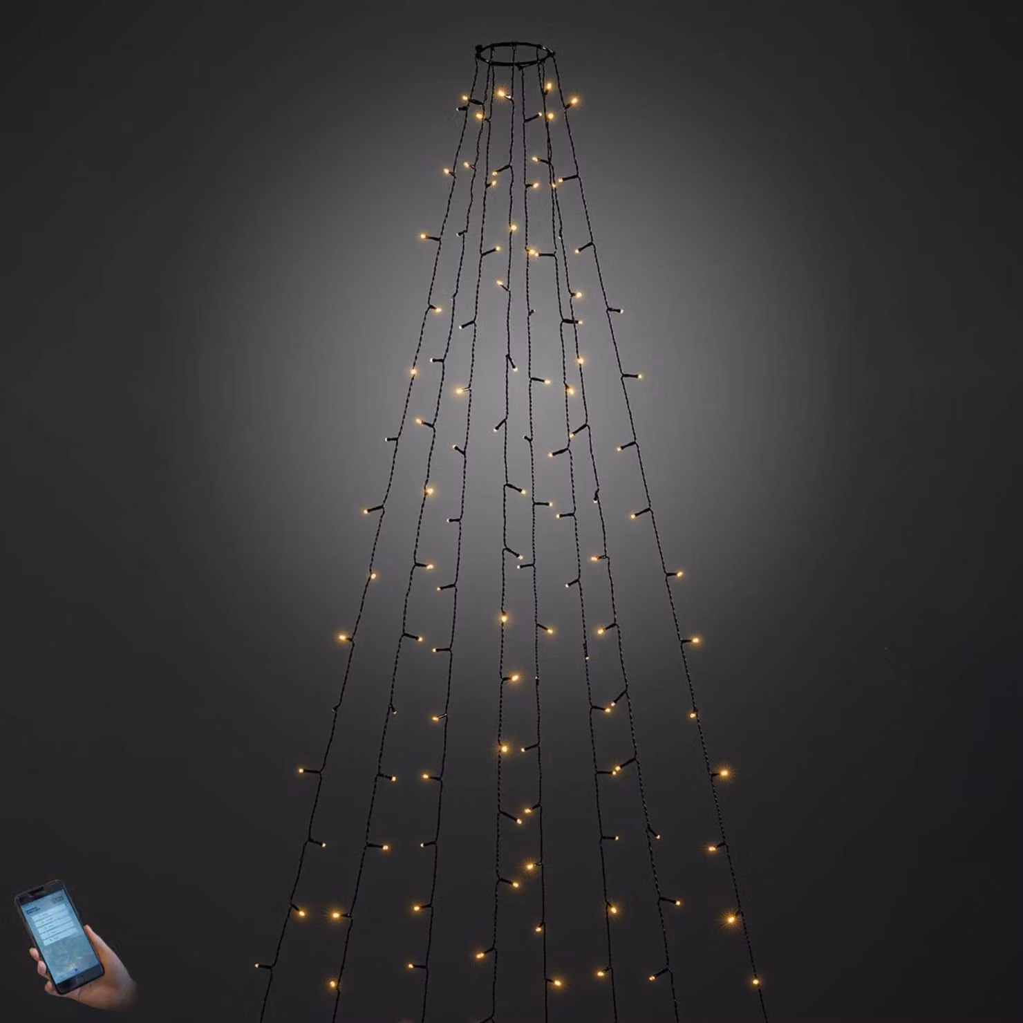 Konstsmide Christmas Albero LED da esterno azionato app 560-flg. Baummantel, dimmerabile, Nero, Plastica