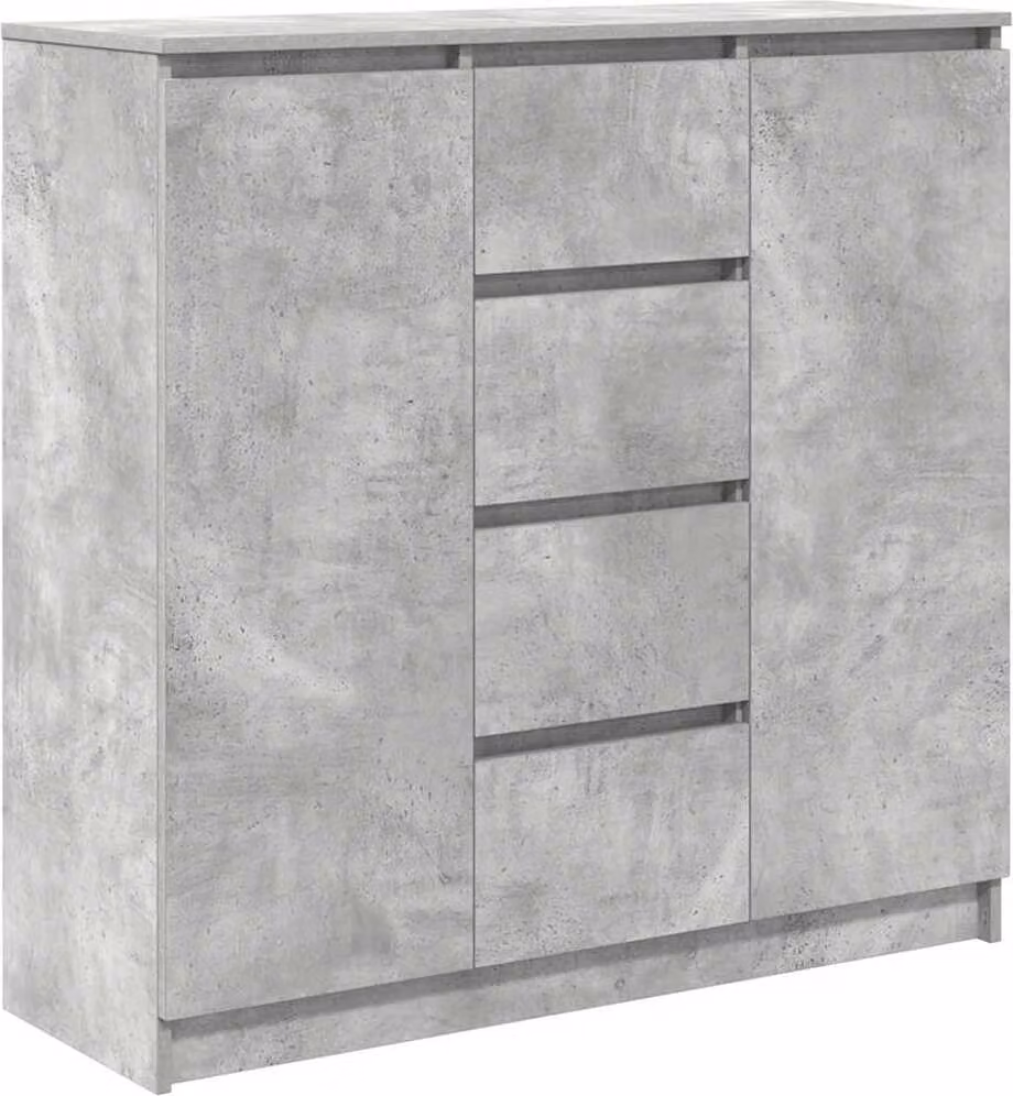 Credenza con Cassetti Grigio Cemento 100,5x35x98,5cm Truciolato