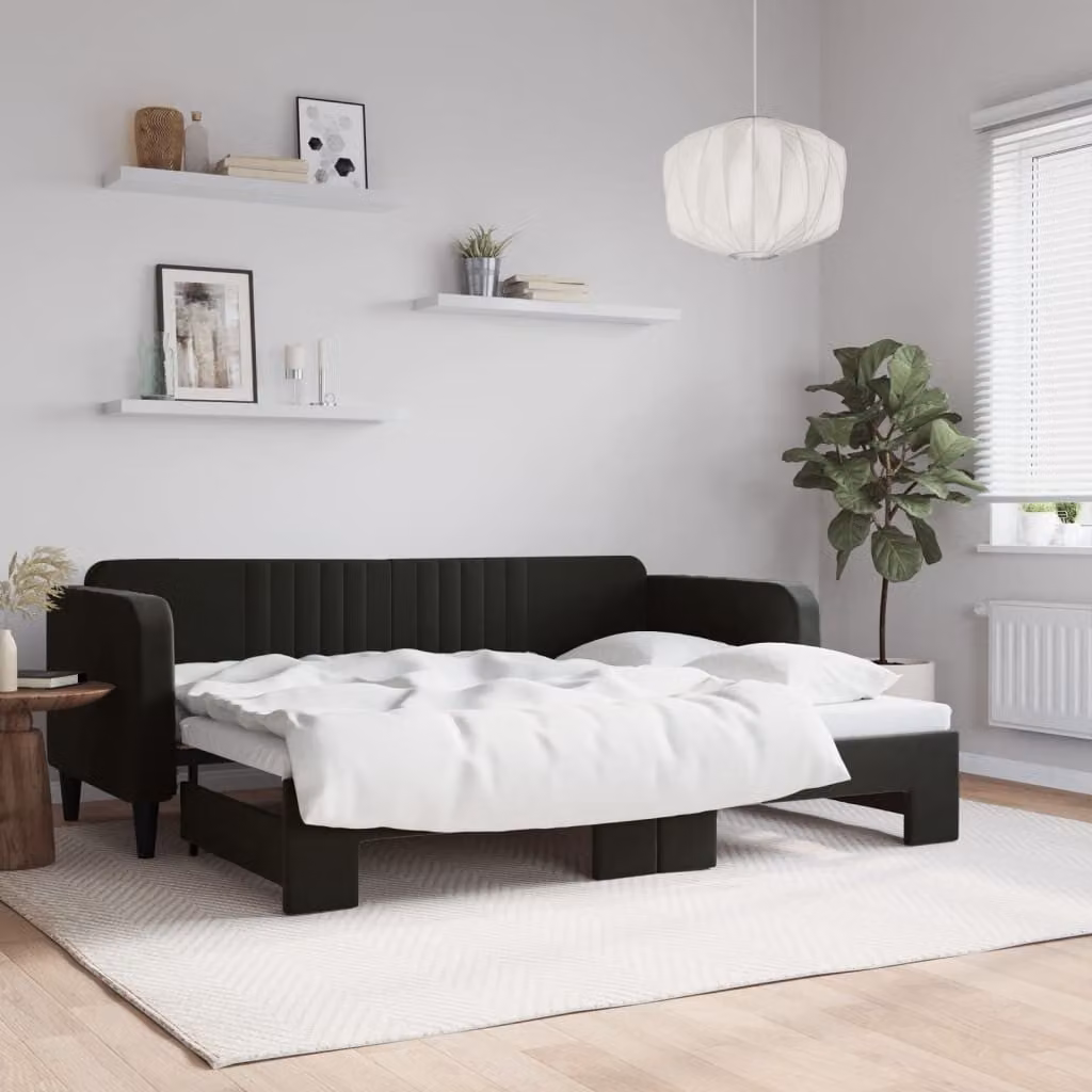 vidaXL Divano Letto con Letto Estraibile in Velluto Nero