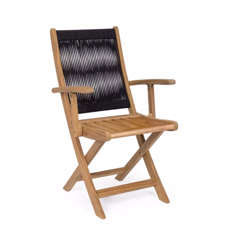 Set di sedie pieghevoli MONSARAZ in legno di acacia e corda nero
