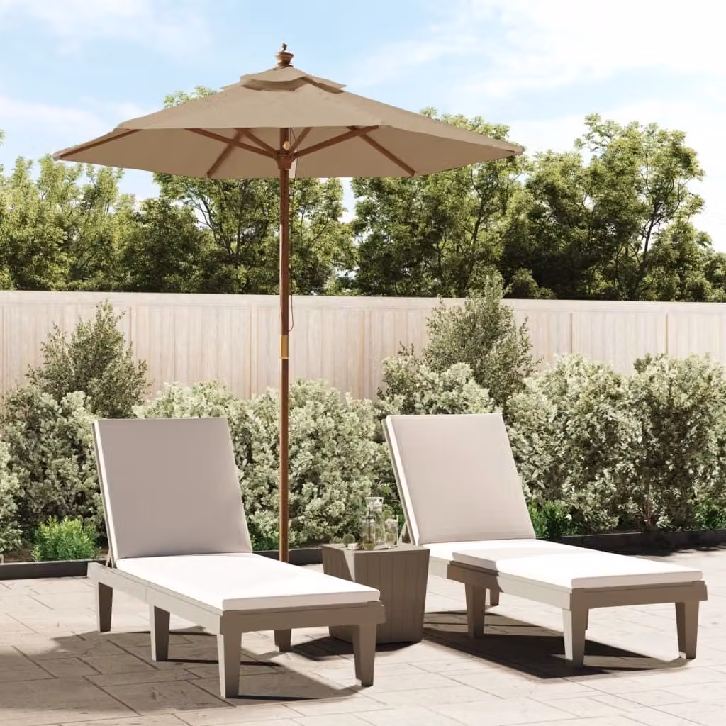 Maison Exclusive - Ombrellone con palo in legno, color tortora, 196x231 cm