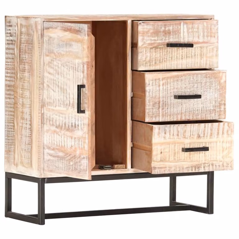 Credenza bianca 73×30×75 cm in legno massiccio di acacia