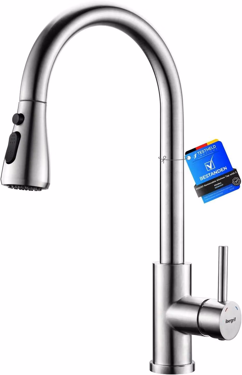 Rubinetto da cucina estraibile, girevole a 360°, in acciaio inossidabile