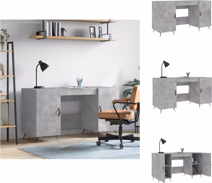 vidaXL Scrivania grigio cemento 140x50x75 cm in legno - Scrivanie