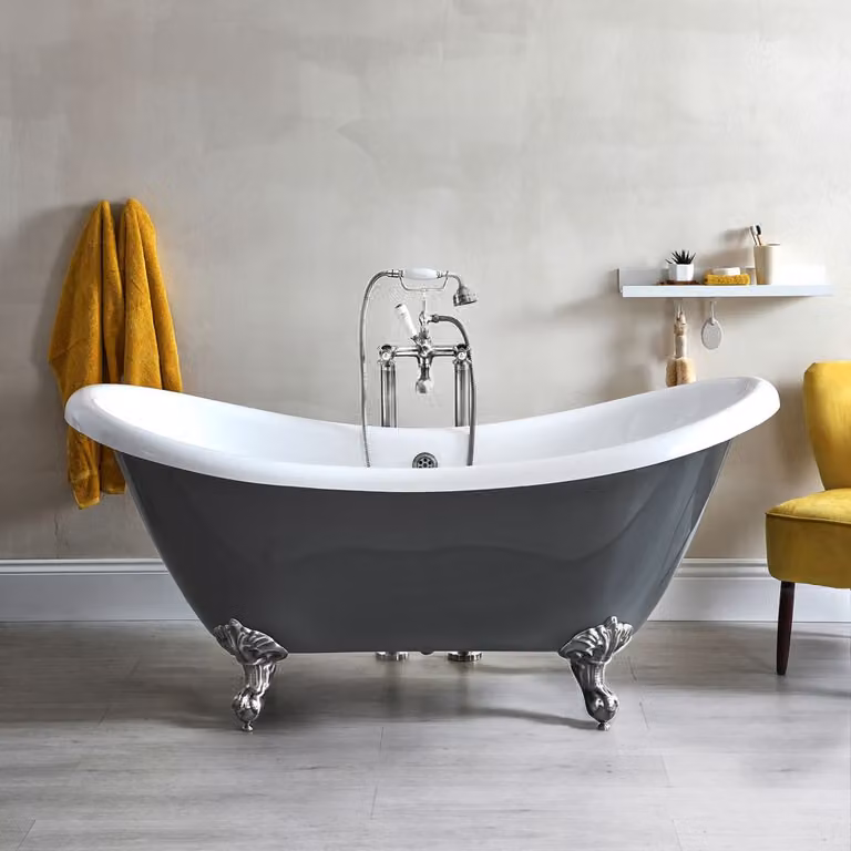 Vasca da Bagno Centro Stanza Tradizionale 1750mm x 730mm Colore Grigio Pietra – Elton