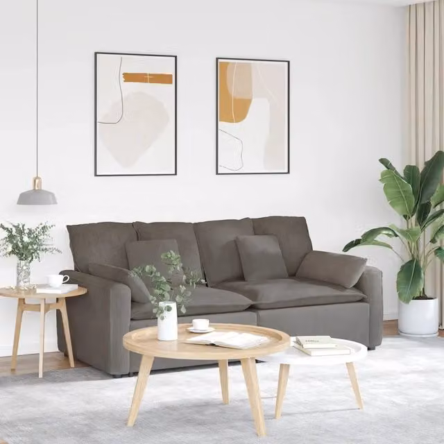 Divano Modulare con Cuscini Grigio Chiaro 3321137
