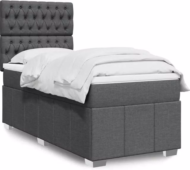 Giroletto a Molle con Materasso Grigio Scuro 90x190 cm Tessuto 3293831
