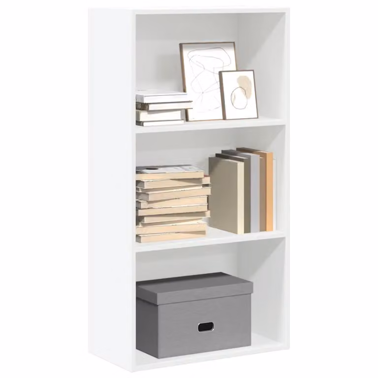 Libreria bianca vidaXL a parete in legno e MDF con pannello posteriore L 60 cm, P 30 cm, H 114 cm