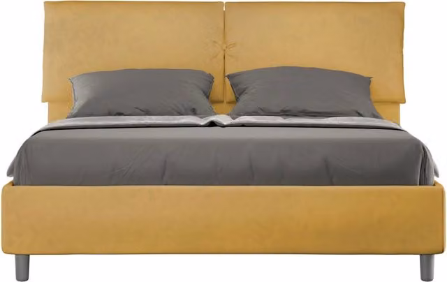 Letto Matrimoniale Moderno GIORDANOSHOP con Contenitore a Alzata in Tessuto Microfibra Colore Ocra L: 175 cm, P: 110 cm, H: 222 cm