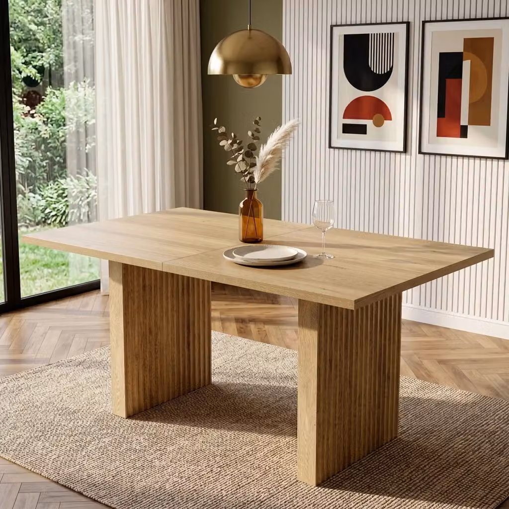 Tavolo da pranzo allungabile MIVRAY con piano rettangolare in MDF laminato color marrone L/P/H: 200 x 90 x 75 cm – 2