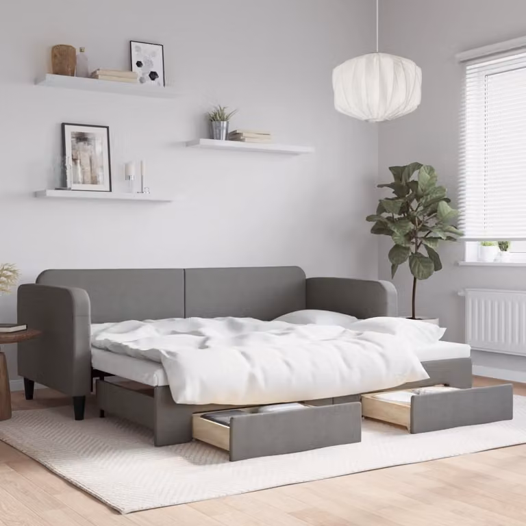 Maison Exclusive - Divano letto estraibile con cassetti, grigio scuro, 80x200 cm, tessuto