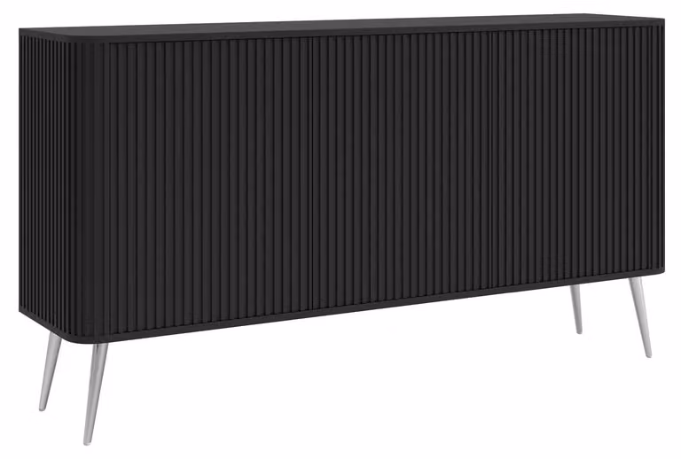 Selsey Ovarlo - Credenza, nera con gambe in metallo, 163 cm