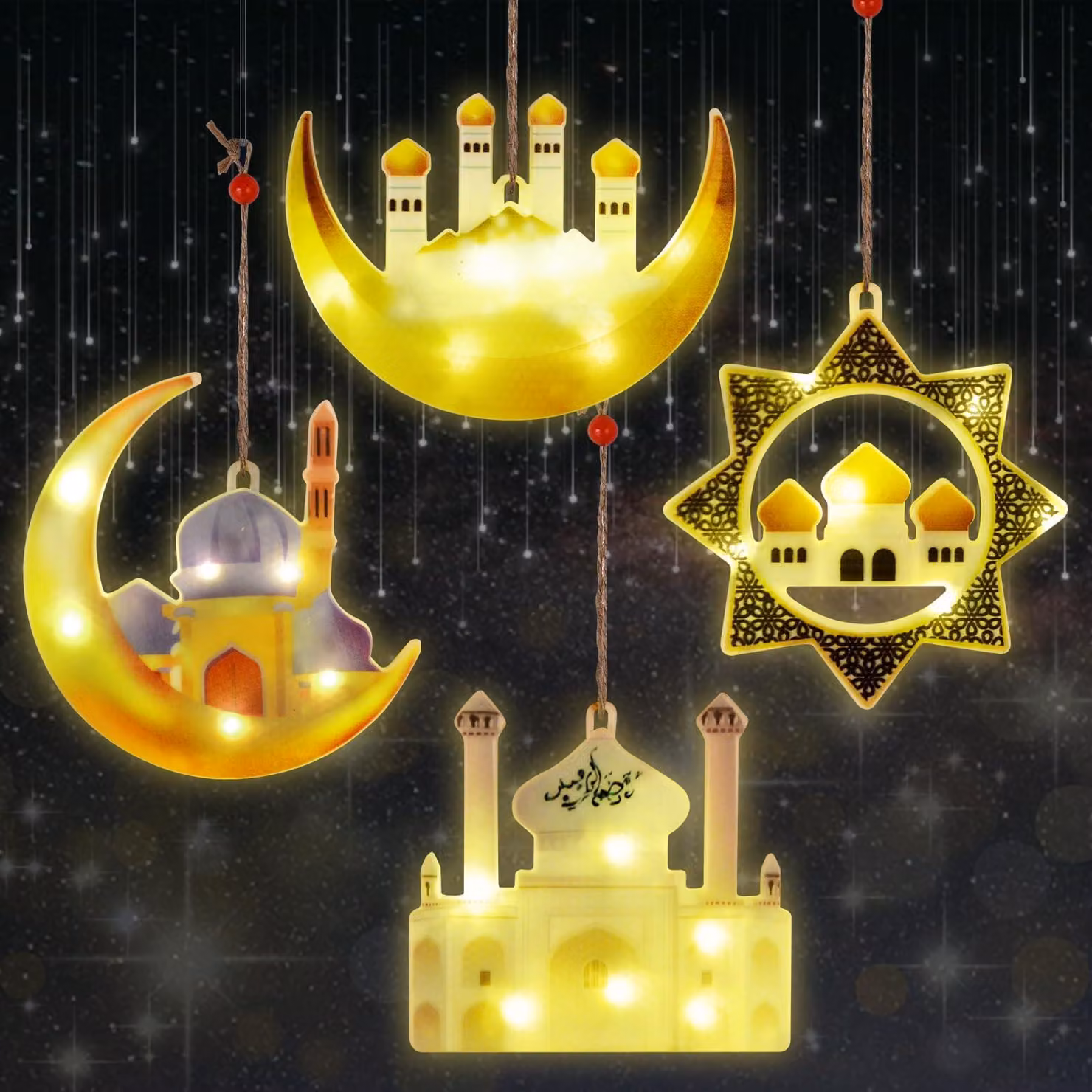 Lampada decorativa a forma di fata, tema Ramadan, color oro, con luci LED, dimensioni 6 cm, peso 100 g
