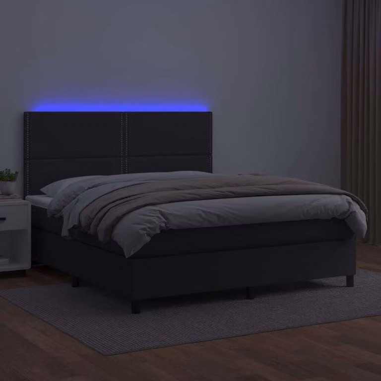 Maison Exclusive - Giroletto a Molle con Materasso e LED Nero 180x200cm Pelle finta