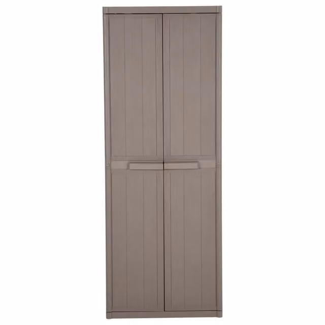 Armadio da giardino vidaXL marrone con effetto legno in plastica e ripiani interni L/P/H: 65 x 45 x 172 cm