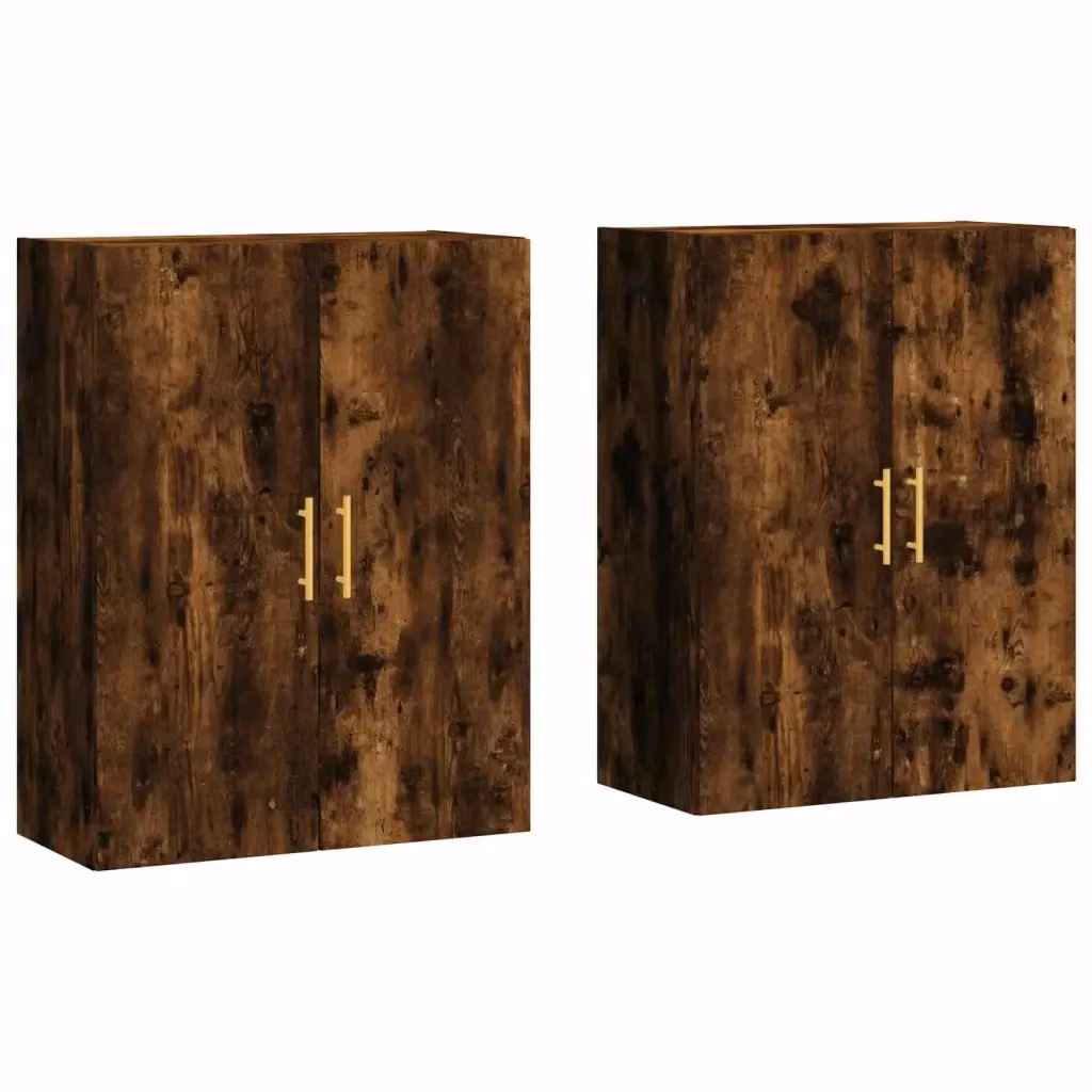 Set di 2 Mobili a Parete vidaXL in Rovere Fumo con Ante a Battente, L/P/H: 69,5 x 34 x 90 cm – 2