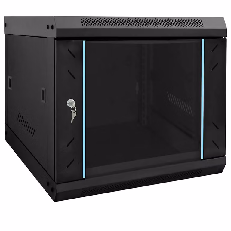 Armadietto da parete vidaXL in stile industriale nero con ante in vetro e ripiani interni, L: 53 cm, P: 60 cm, H: 45 cm