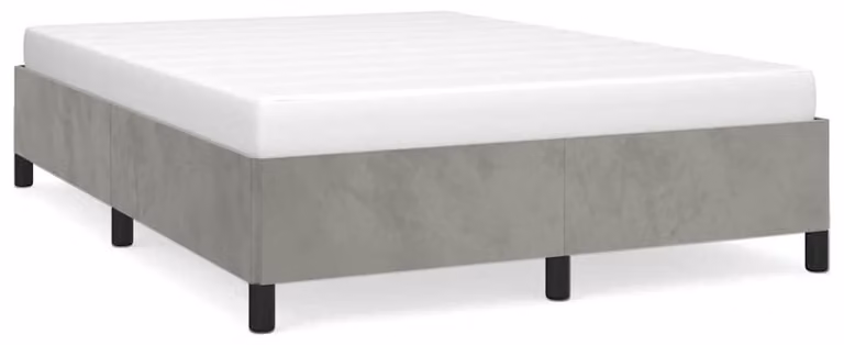 Struttura del letto senza materasso, colore grigio chiaro, dimensioni 152x203 cm, modello Queen, rivestita in velluto