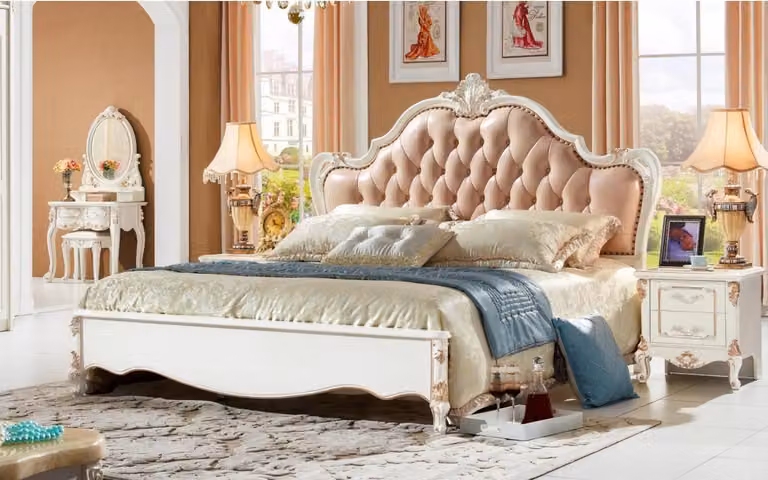 Königliches Chesterfield Bett Schlafzimmer Möbel Betten 180x200 Leder