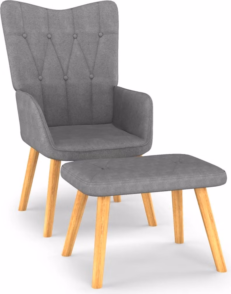The Living Store Poltrona relax con poggiapiedi in tessuto grigio scuro