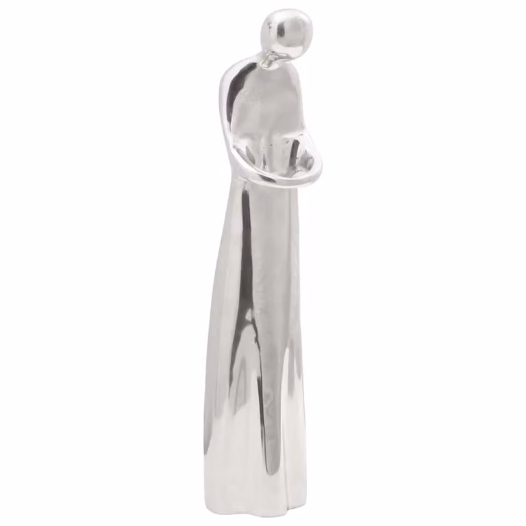 Scultura moderna in metallo vidaXL color argento, L 10 cm x P 16 cm x H 49 cm