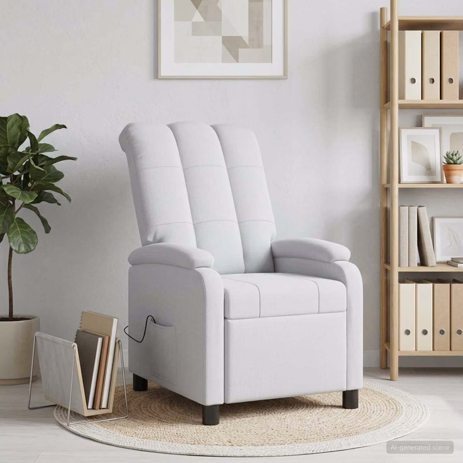 Poltrona relax reclinabile vidaXL in tessuto bianco con braccioli e design moderno