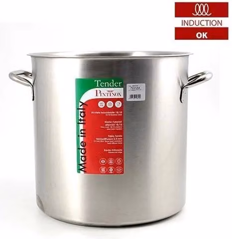 Pentola in acciaio inox Pintinox Serie Tender colore argento, diametro 45 cm, adatta per induzione e tutti i fuochi