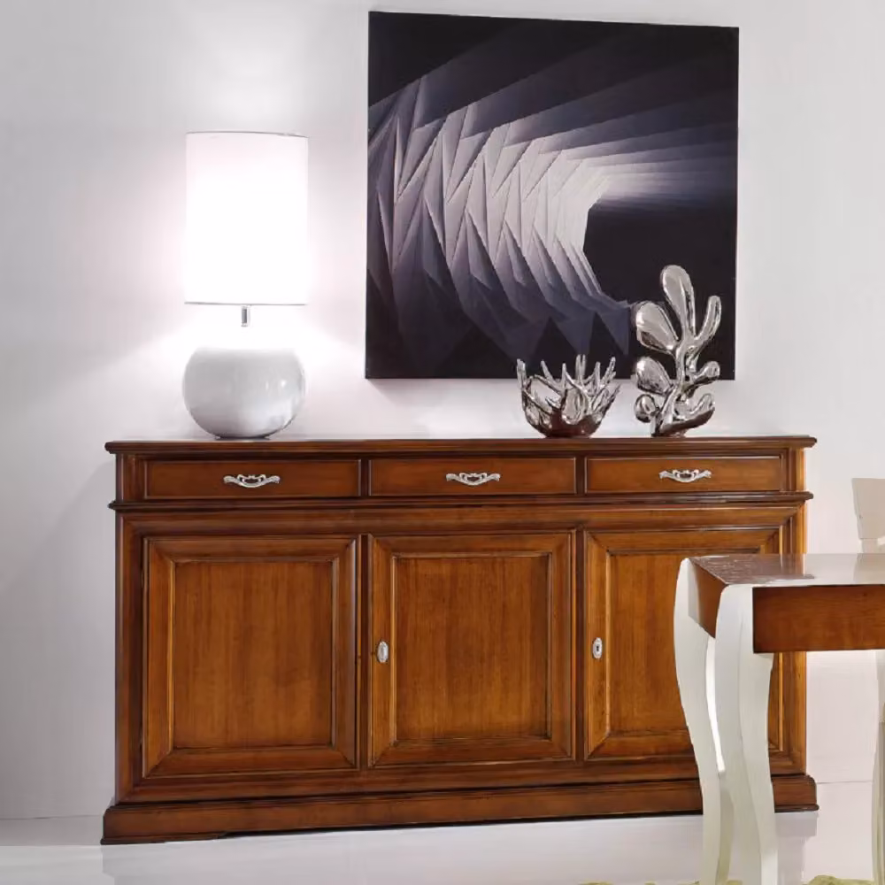 Madia credenza con 3 porte in legno tinta noce Mobili 2G L: 180 cm, P: 48 cm, H: 100 cm – 1
