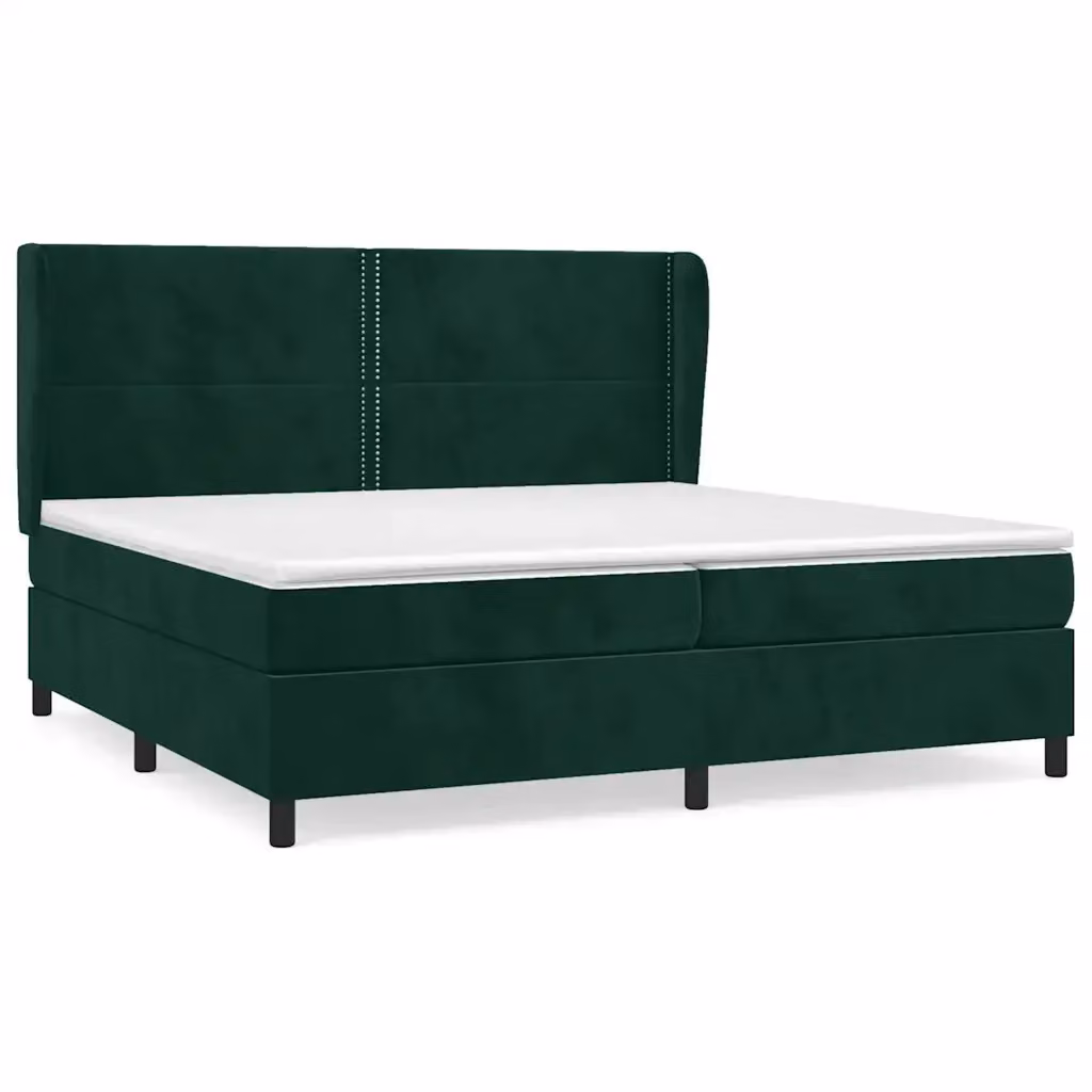 Letto Ibrido vidaXL in Legno di Larice e Velluto Verde con Materasso Bianco L/P/H: 200 x 200 x 128 cm – 2