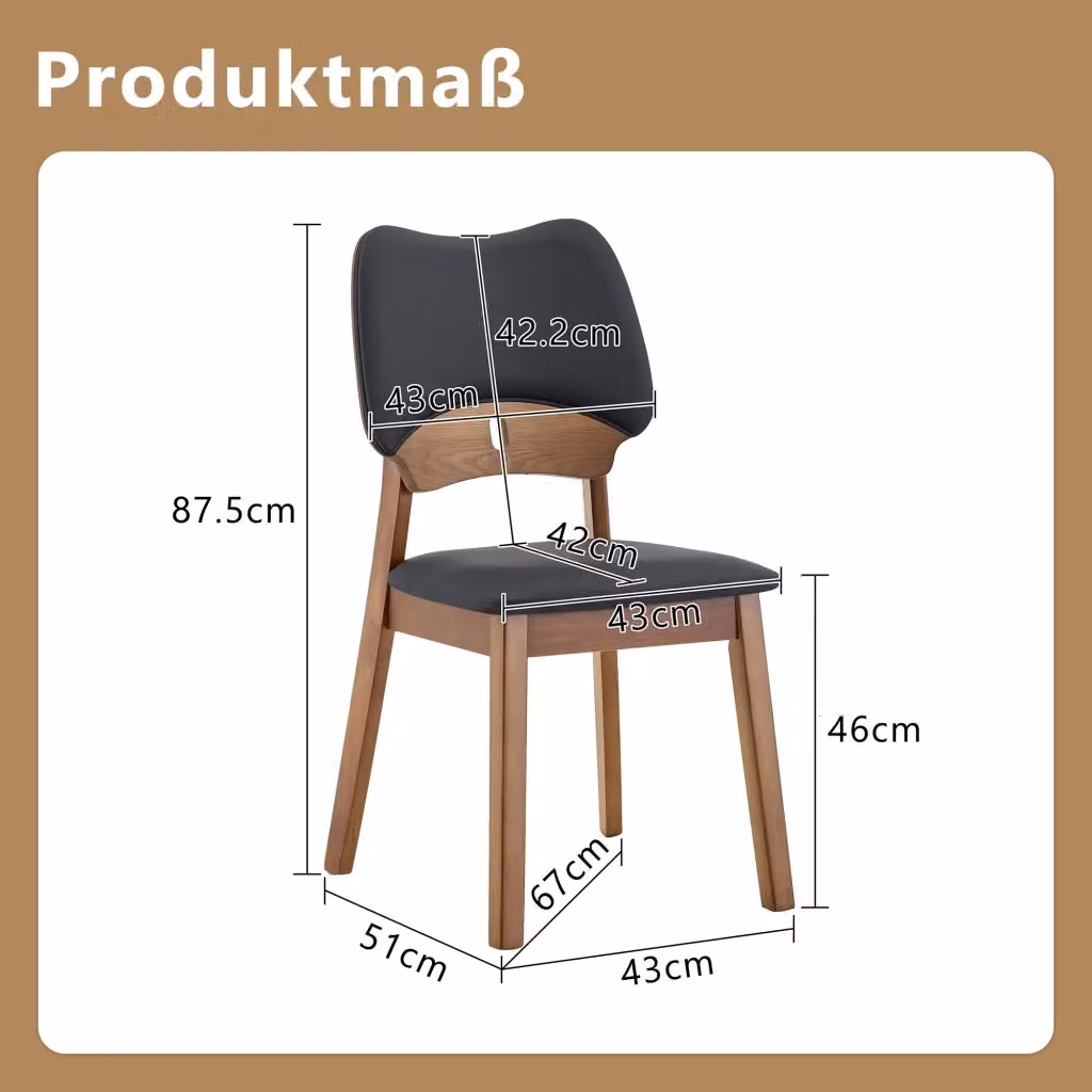 Set di 2 sedie da pranzo moderne WISHDOR in legno di gomma con seduta imbottita, colore nero – 2