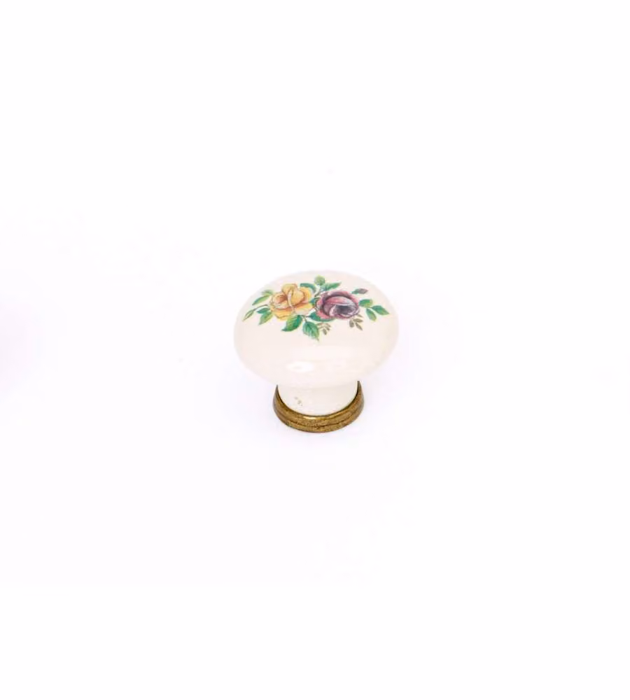 Pomolo rose in porcellana finitura bronzo/bianco 30 mm