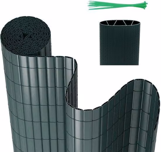 Recinzione da giardino in PVC 1,8 x 4 m - Modello a W - Resistente al vento e alle intemperie - Per giardino e terrazza - Verde