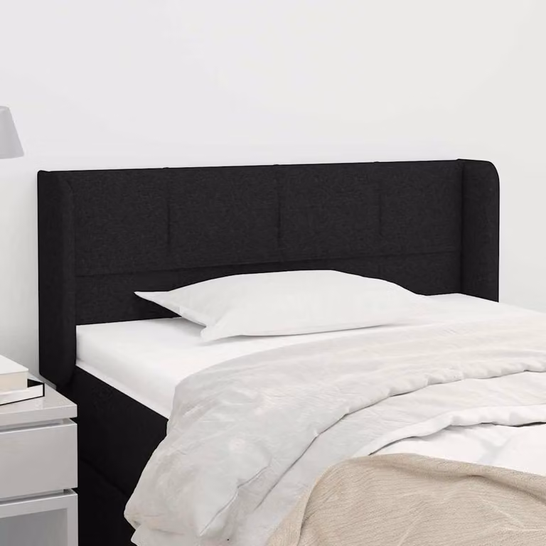 Testiera ad orecchio vidaXL in tessuto nero con struttura in legno L: 83 cm, P: 16 cm, H: 78-88 cm