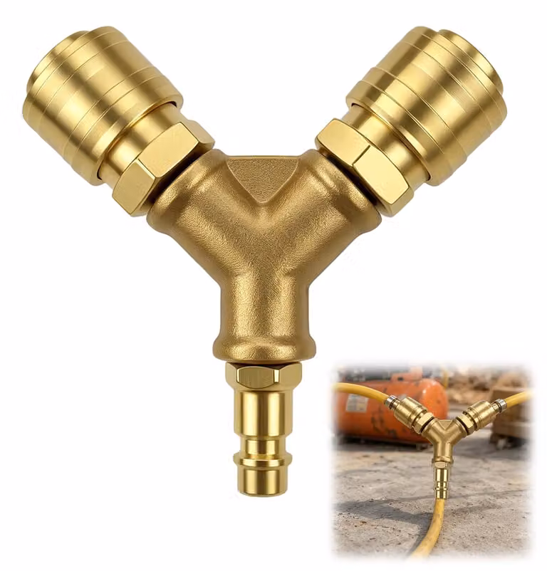Distributore di aria compressa a due vie per compressori, con 2 uscite