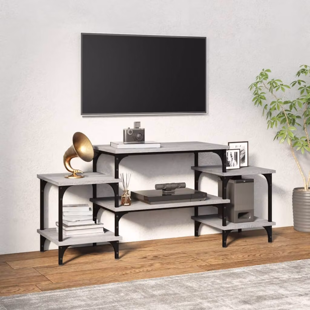 vidaXL Mobile Porta TV Moderno Grigio in Legno e Metallo L: 117 cm, P: 35 cm, H: 52 cm